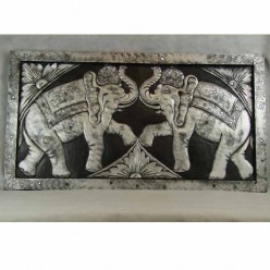 Cuadro Hinduista de elefante tallado en madera