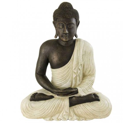 Figura buda meditando en blanco rústico